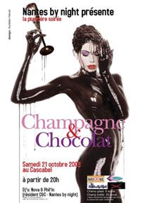 Flyer soirée "Champagne & Chocolat", travail pour Nantes by Night
